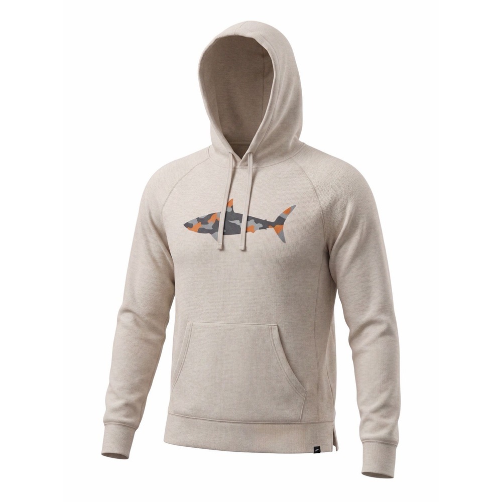 TECHSTYLES Men's Ivory Hoodie With Patchwork Shark NY Aquarium Brooklyn Sz XL